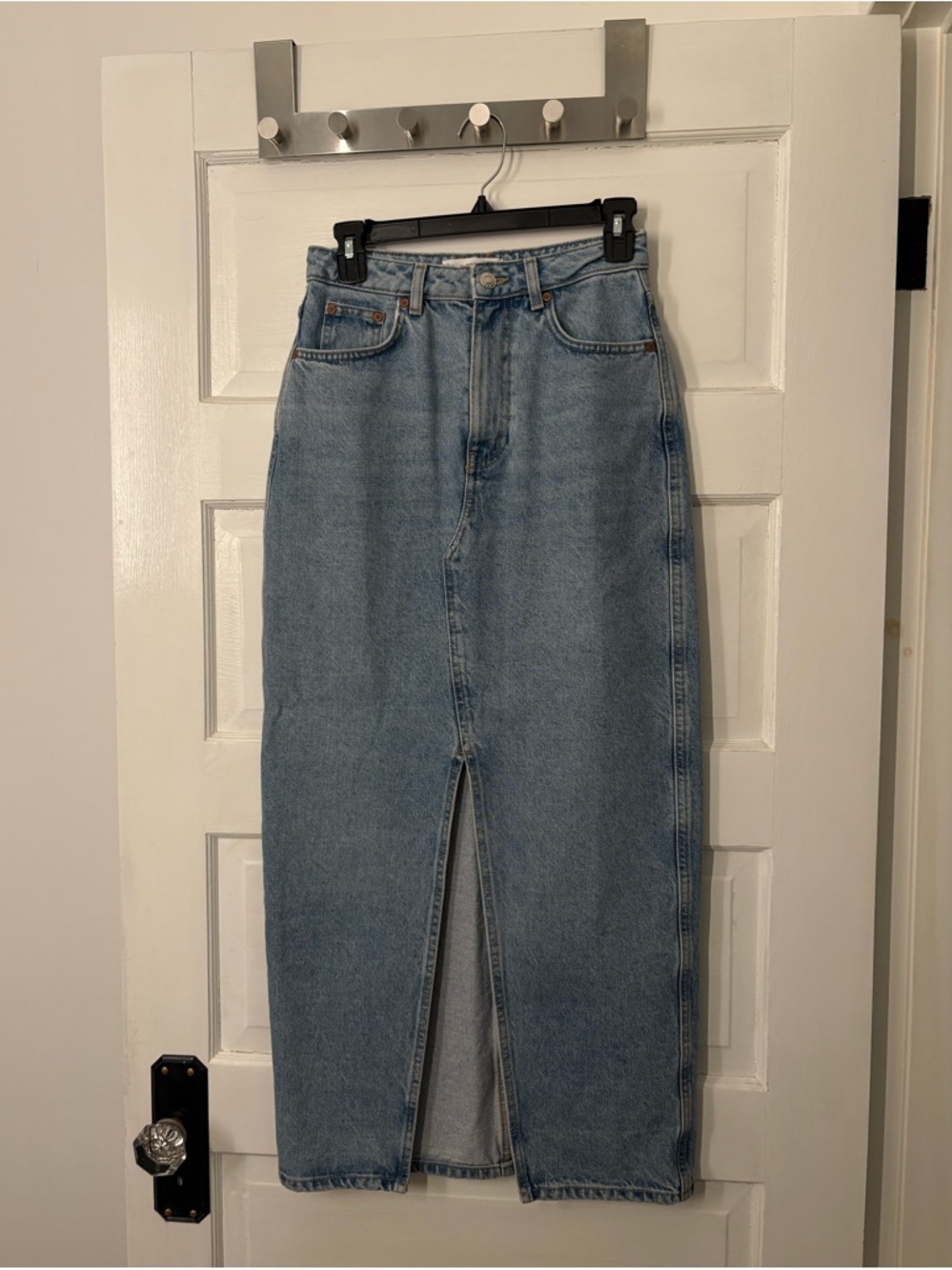 MANGO Classic Light Blue Denim Skirt